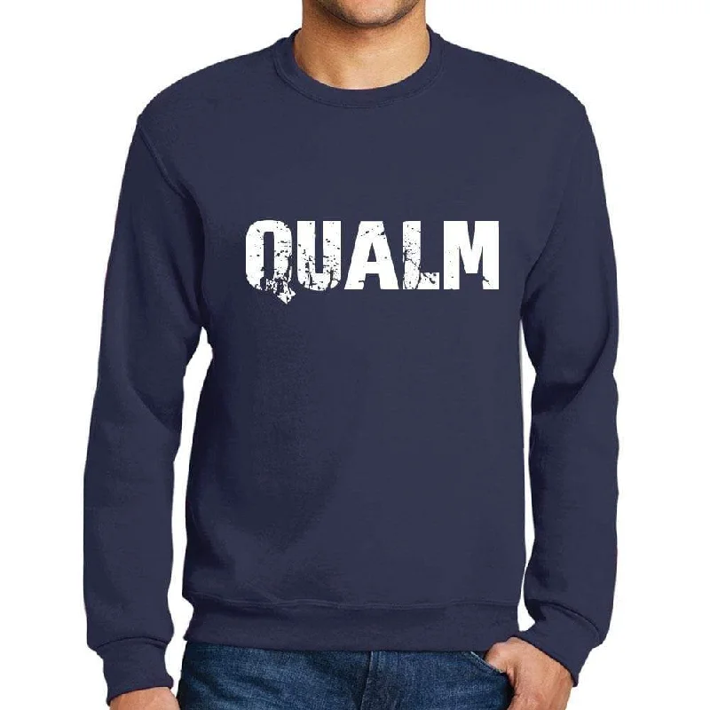 Men's Printed Graphic Sweatshirt Popular Words QUALM French Navy