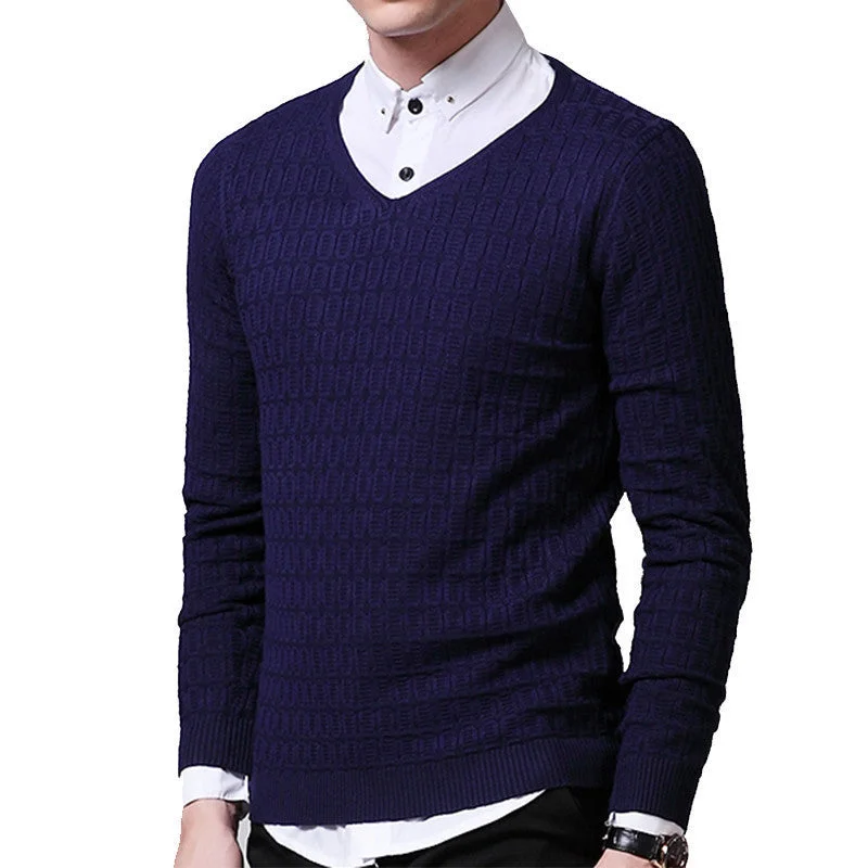 Solid Color Pullover Men V Neck Sweater Men Long Sleeve Shirt Mens Sweaters Wool Casual Dress Cashmere Knitwear Pull Homme