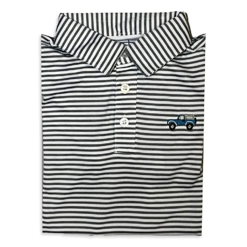 Vintage 4x4 Charcoal Striped Polo