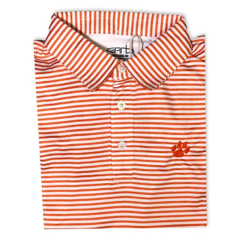 Tiger Paw Print Orange Striped Polo