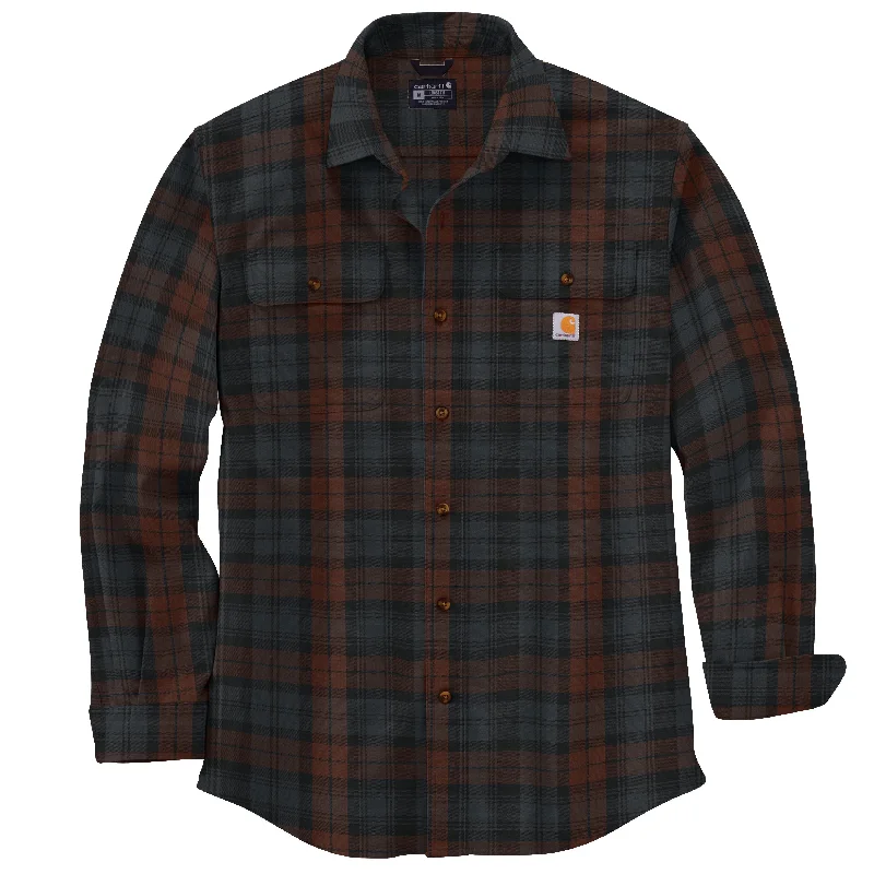 Loose Fit Heavy Weight Flannel Long-Sleeve Plaid Shirt