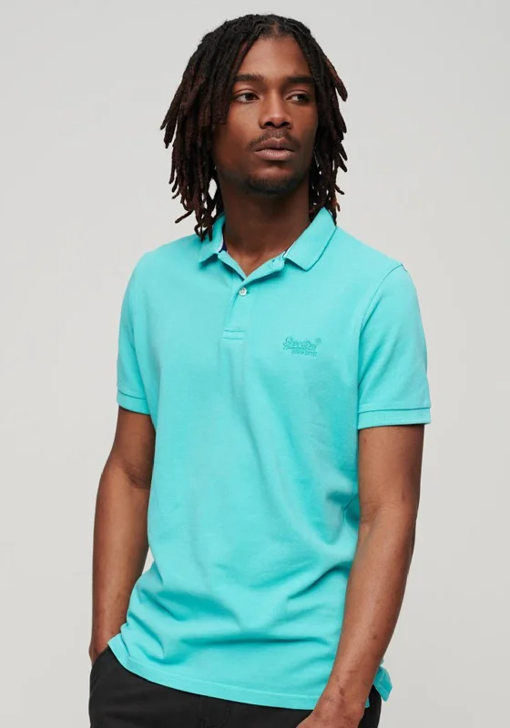 Superdry Vintage Destroy Polo Shirt, Aruba Aqua