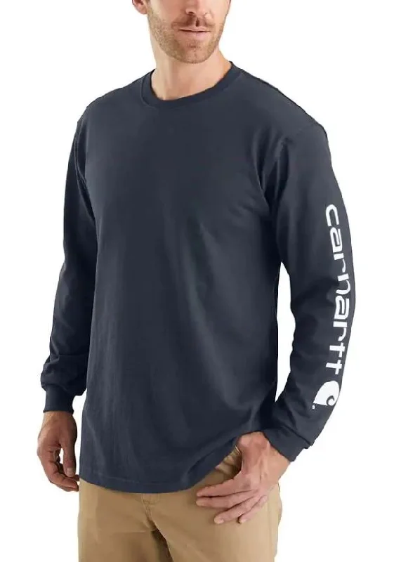 Men's Loose Fit Heavyweight Long-Sleeve Logo Sleeve Graphic T-Shirt