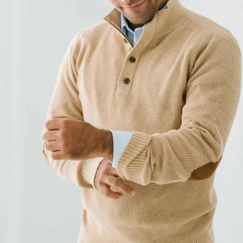 Half Zip Pullover Sweater with Elbow Patches