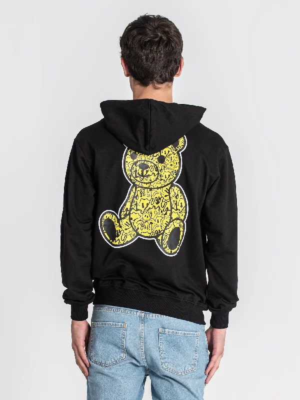 Black Smiley Bear Hoodie