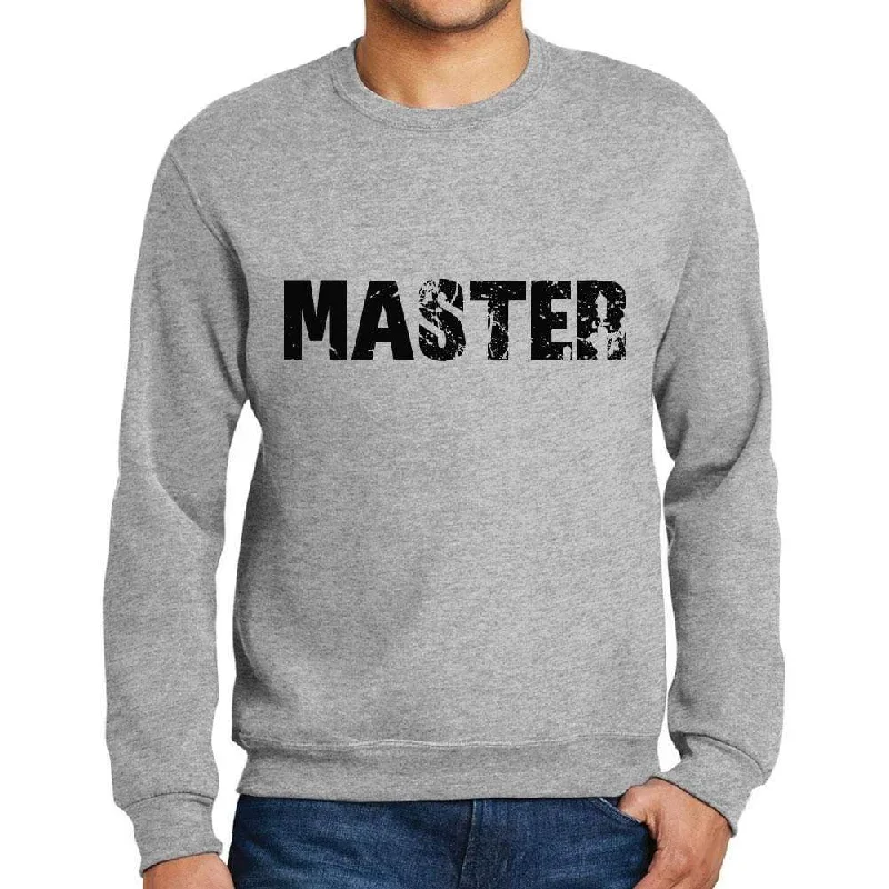 Men's Printed Graphic Sweatshirt Popular Words MASTER Grey Marl