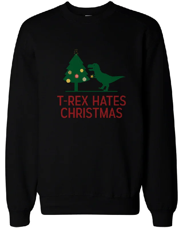 T-rex Hates Christmas Funny X-mas Sweatshirts Holiday Pullover Fleece