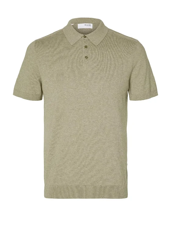 Selected Homme Berg Knit Polo Shirt, Vetiver