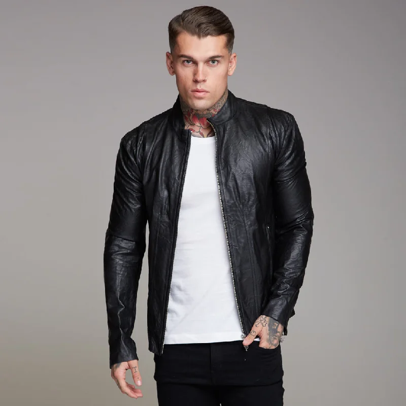 Father Sons Black Lambs Leather Jacket - FSH163