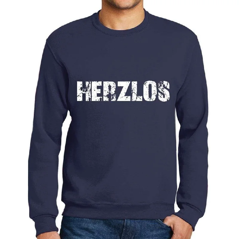 Men's Printed Graphic Sweatshirt Popular Words HERZLOS French Navy