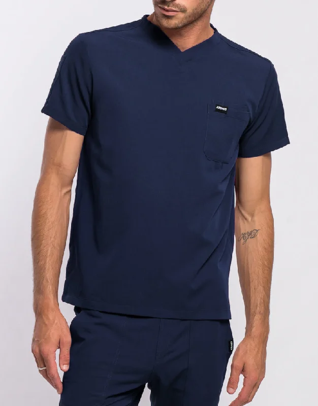 Essential V Neck Scrub Top - True Navy