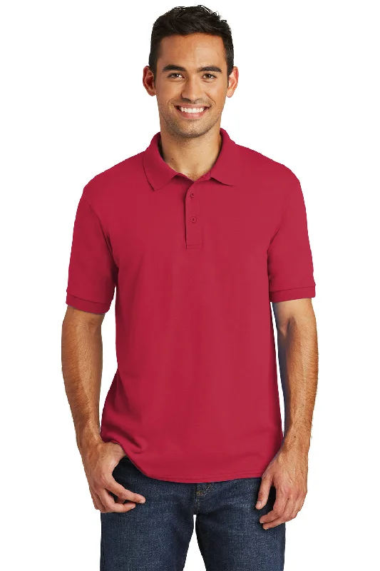 Port & Company Mens Core Stain Resistant Short Sleeve Polo Shirt - Red