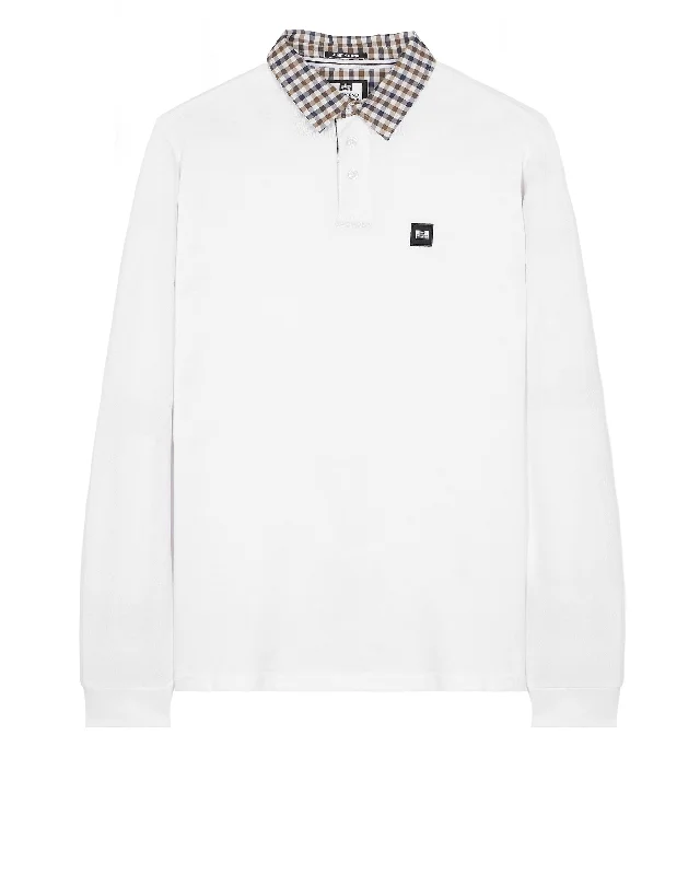 Walker Long Sleeve Polo Shirt White/Mid House Check