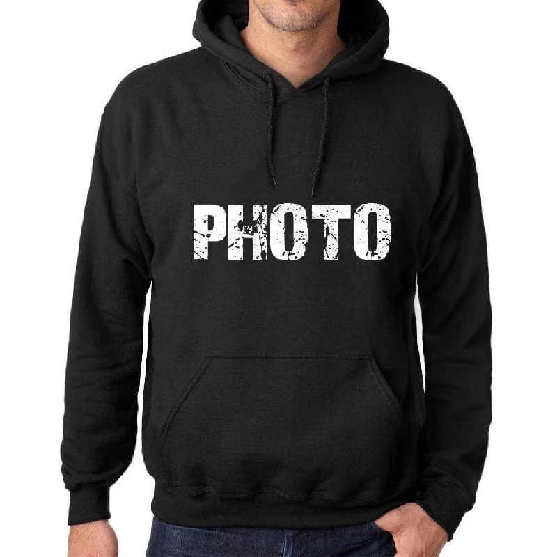 Men's Women's Unisex Printed Graphic Cotton Hoodie Soft Heavyweight Hooded Sweatshirt Pullover Popular Words PHOTO Deep Black