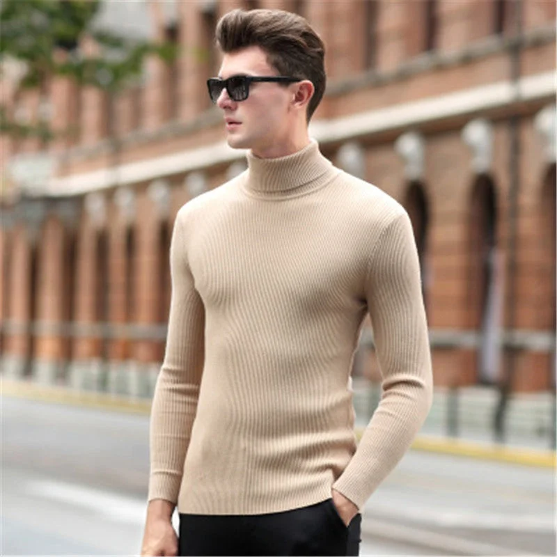 Winter turtleneck sweater male thickening slim sweater pure wool sweater basic polo-necked collar shirt