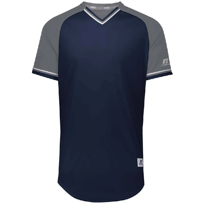 Classic Navy-Steel V-Neck Jersey