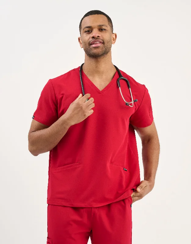 Aspire V Neck Scrub Top - Cherry Red