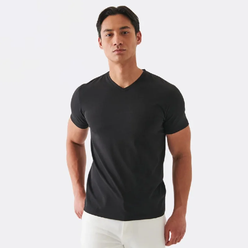 Pima Cotton Stretch V-Neck T-Shirt (Black)