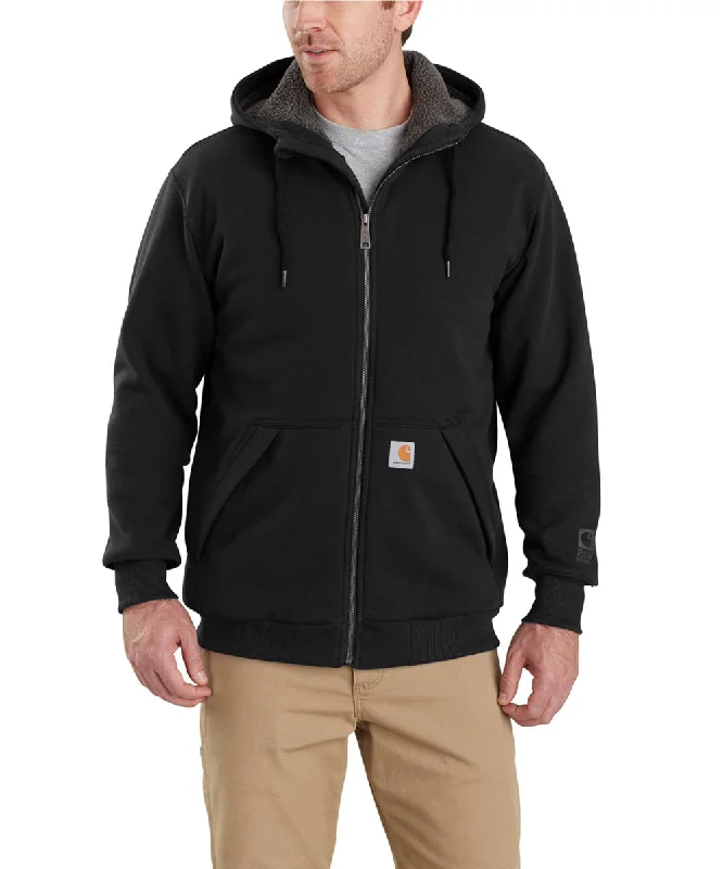 Carhartt Rain Defender Rockland Sherpa-Lined Full-Zip Hooded Sweatshirt - Black