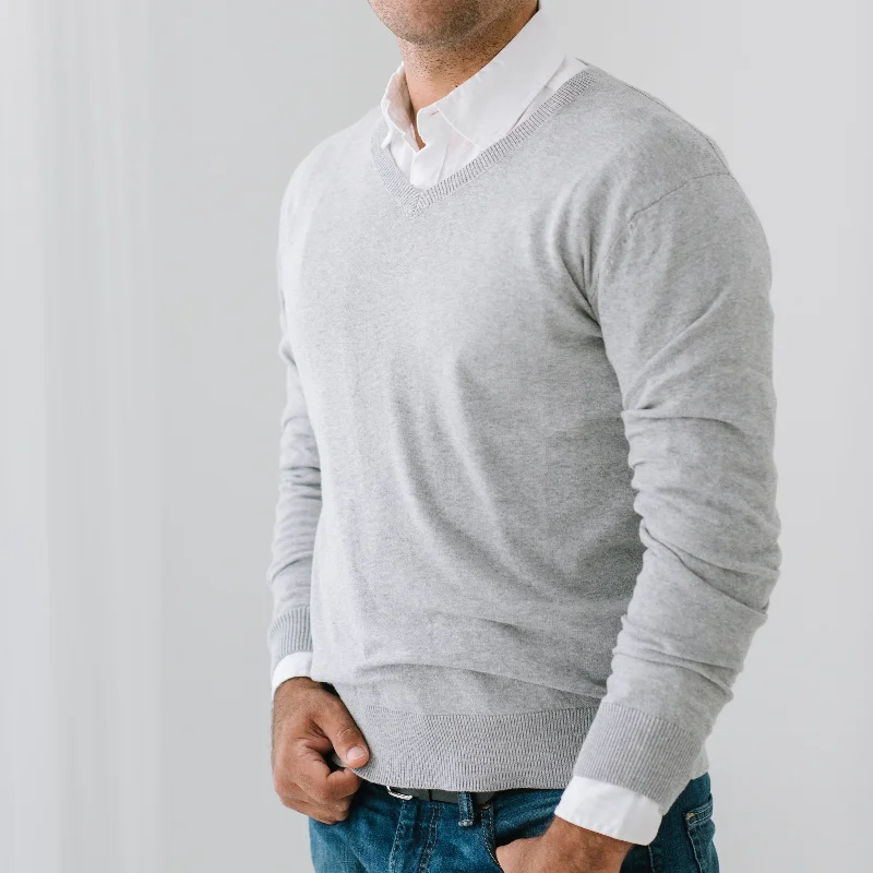 Fine Gauge V-Neck Pullover Sweater