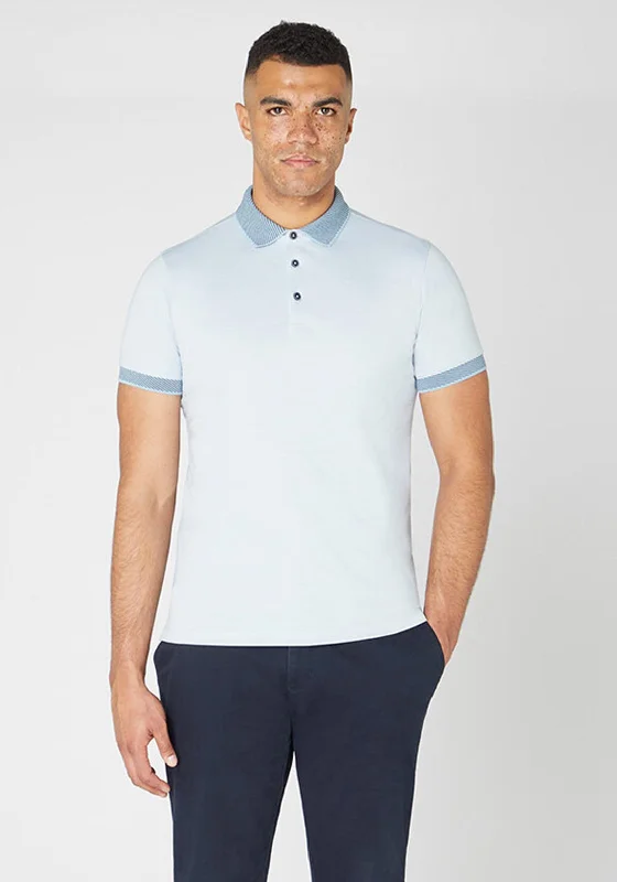 Remus Uomo Contrast Trim Polo Shirt, Light Blue