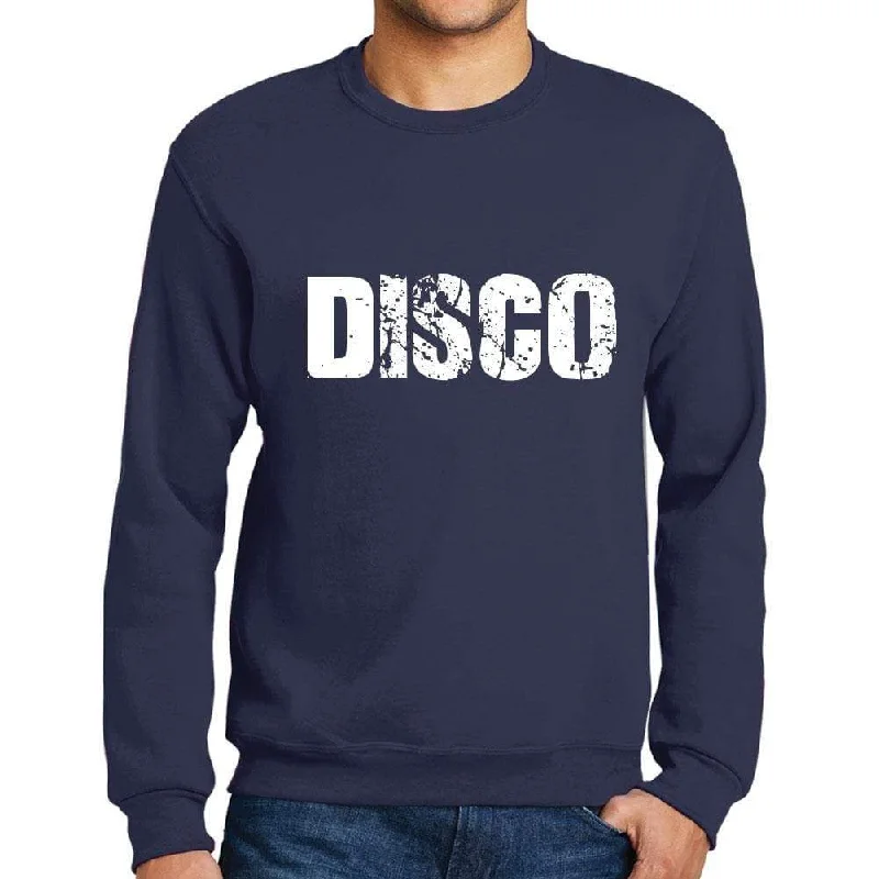 Men's Printed Graphic Sweatshirt Popular Words DISCO French Navy