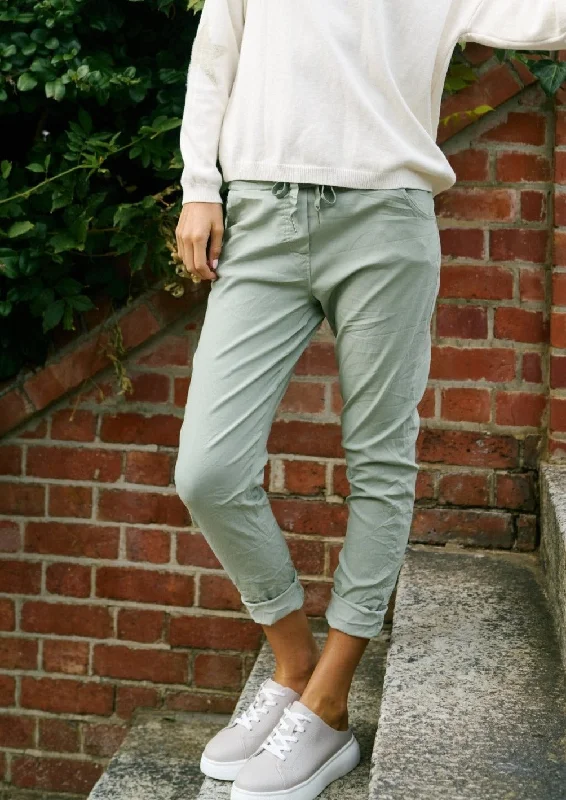Weekend Offers That Sizzle Italian Viscose Joggers with Sparkle Star In Khaki