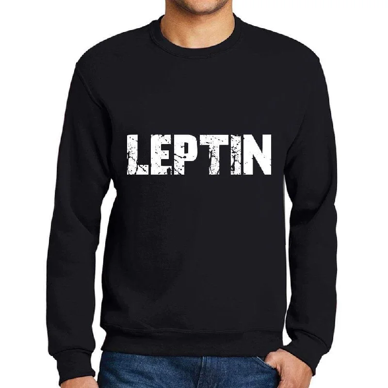 Men's Printed Graphic Sweatshirt Popular Words LEPTIN Deep Black