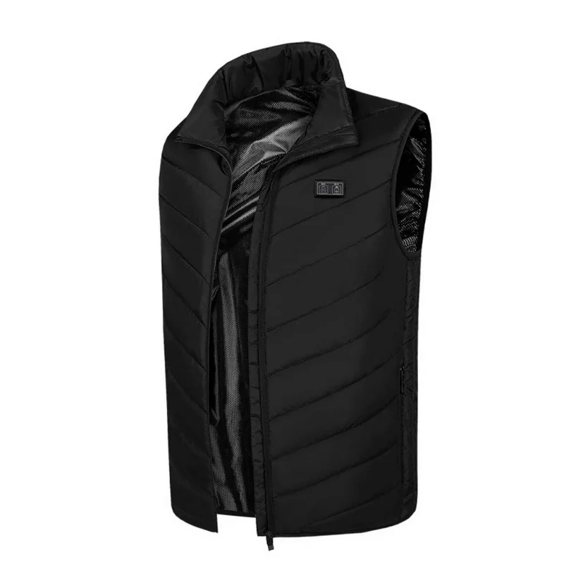 Unisex Black Heated Gilet Padded Vest USB Rechargeable Body Warmer