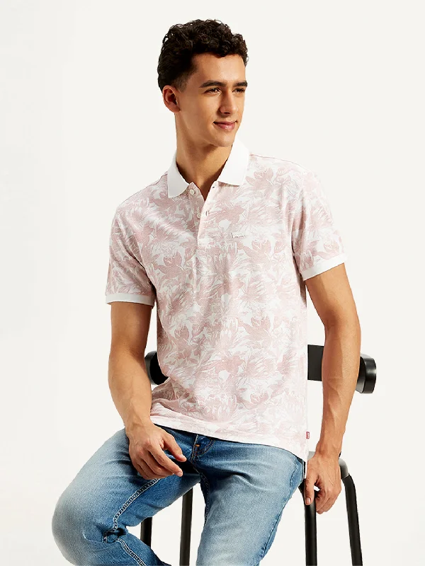 Men's Floral Print Slim Fit Polo T-Shirt