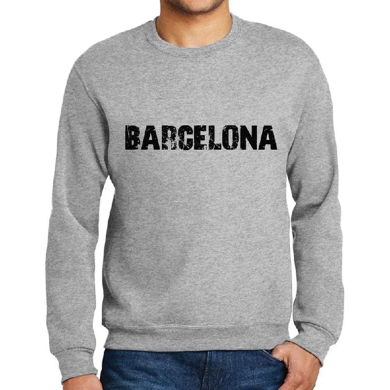 Men's Printed Graphic Sweatshirt Popular Words BARCELONA Grey Marl