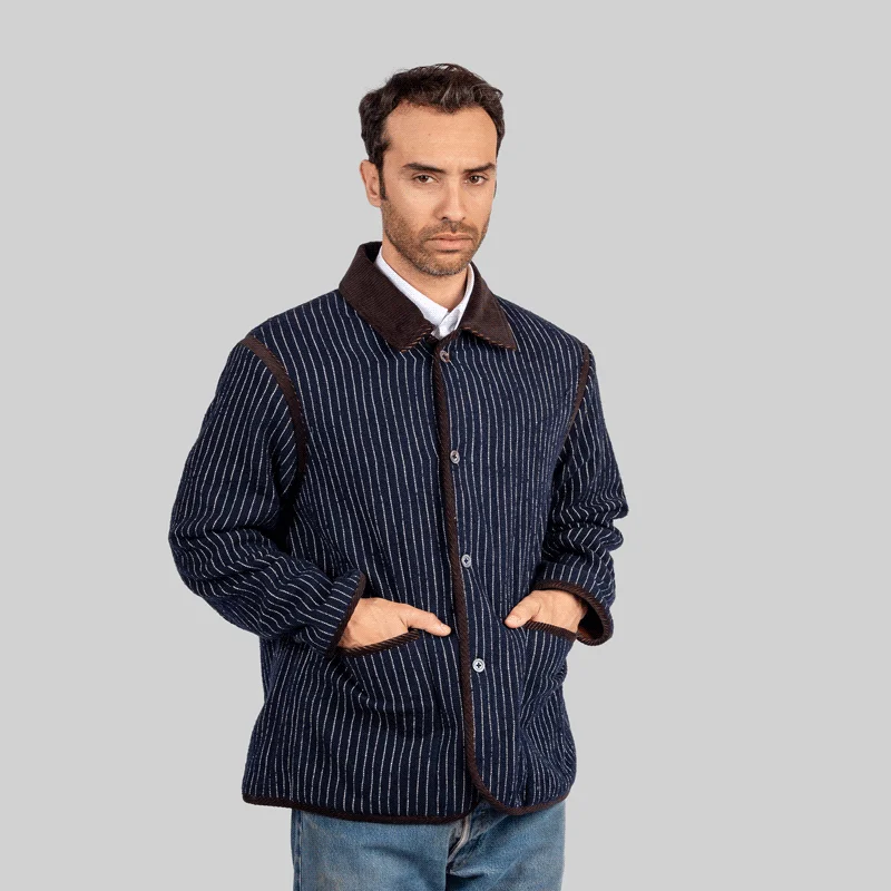 Handwoven Reversible Jacket with Corduroy Trim