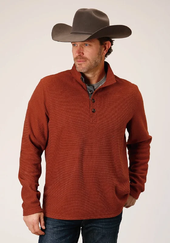 Stetson Mens Sweater Knit Rust 100% Polyester Pullover Sweater