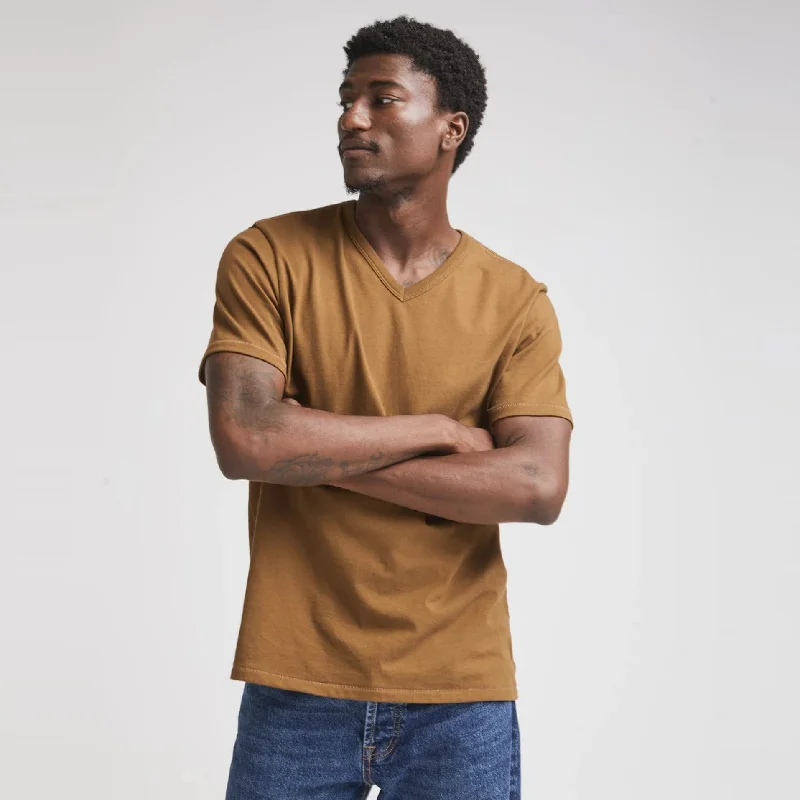 Weighted Organic Cotton V-Neck Tee (Morning Roast)