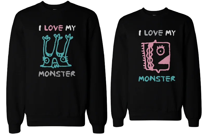 I Love My Monster Couple Sweatshirts Funny Matching Outfit for Couples