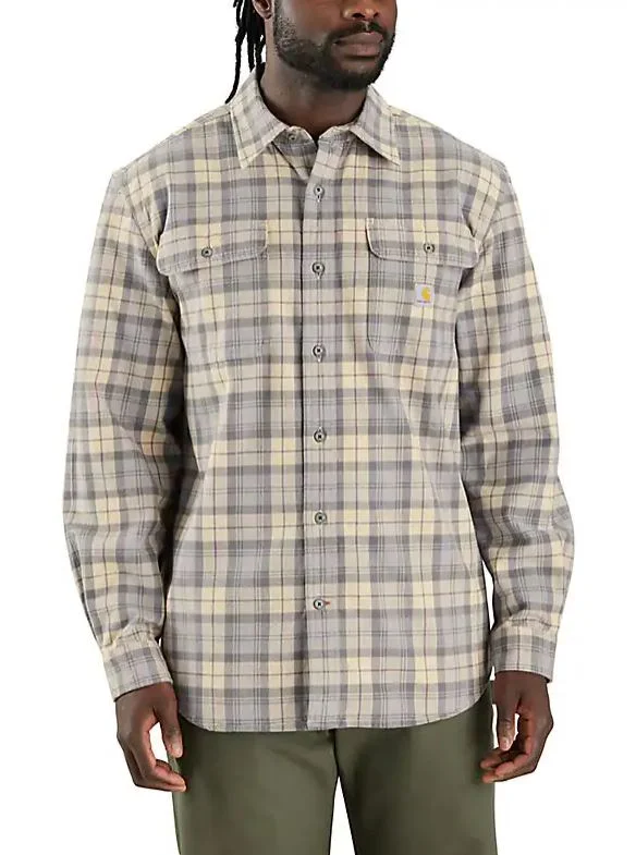 Loose Fit Heavy Weight Flannel Long-Sleeve Plaid Shirt - (Tall)