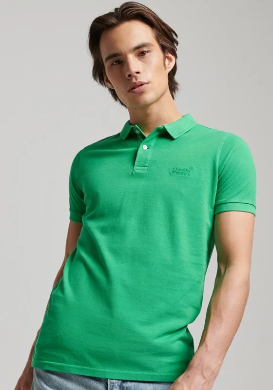 Superdry Vintage Destroy Polo Shirt, Retro Green