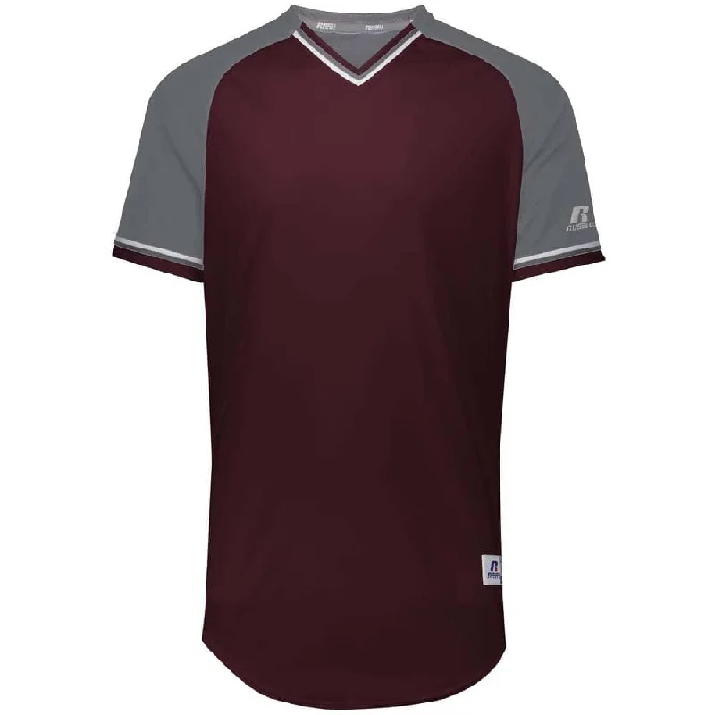 Classic Maroon-Steel V-Neck Jersey