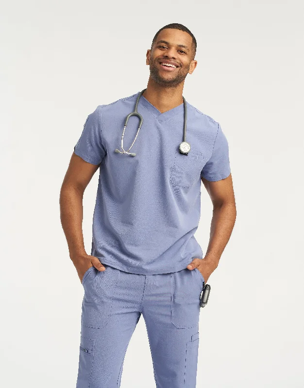 Essential V Neck Scrub Top - Nova Blue