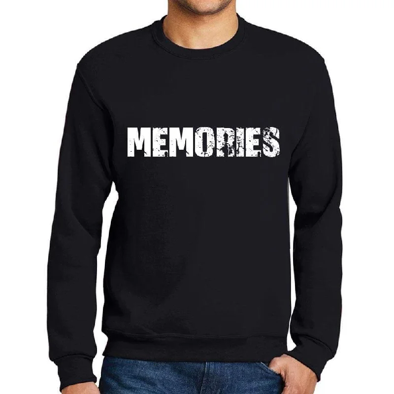 Men's Printed Graphic Sweatshirt Popular Words MEMORIES Deep Black