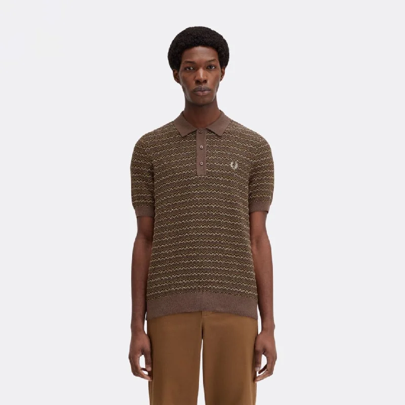 Boucle Jacquard Knitted Shirt (Carrington Brick)