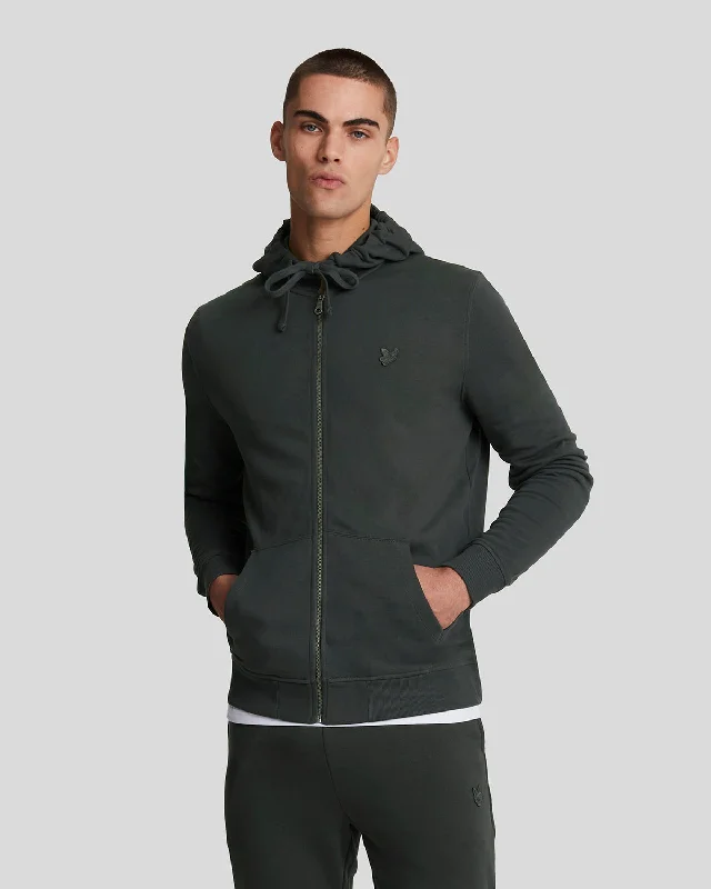 Tonal Eagle Zip Through Hoodie