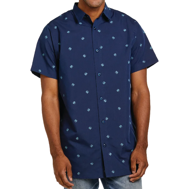 Navy Double-Double Button Up