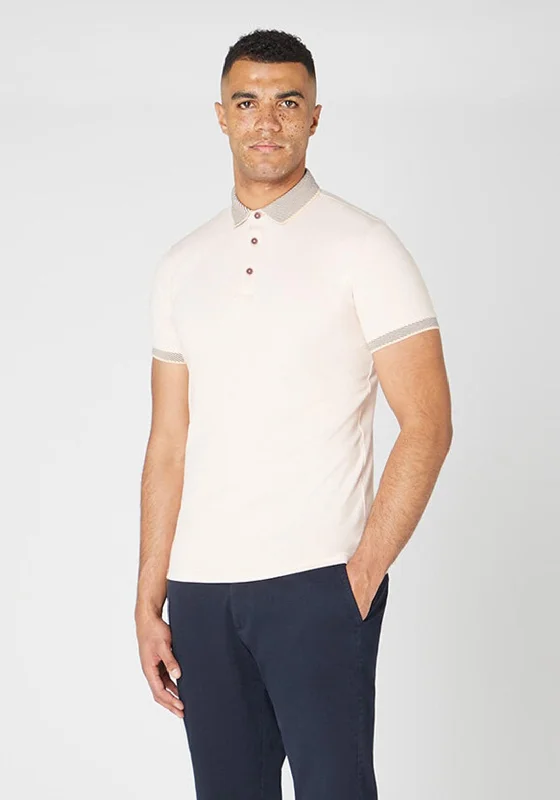 Remus Uomo Contrast Trim Polo Shirt, Salmon