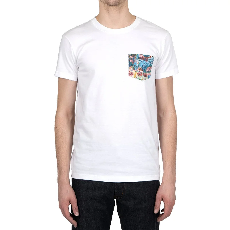 Pocket Tee (White + Flower Painting)