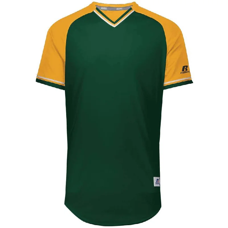 Classic Dark Green-Gold V-Neck Jersey