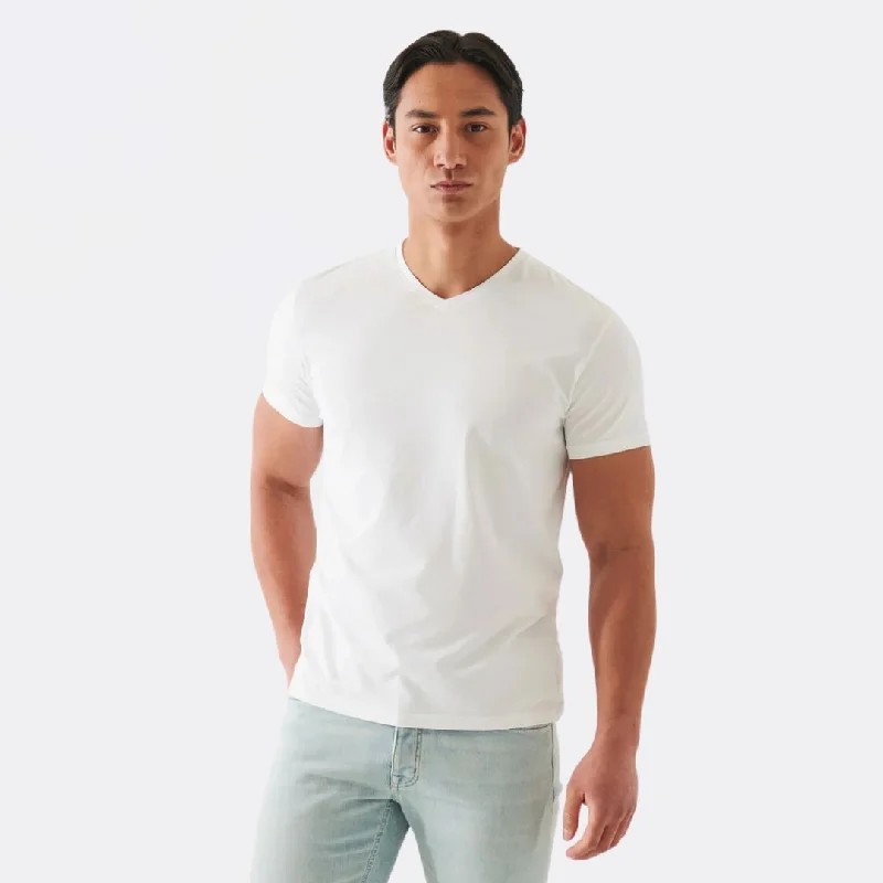 Pima Cotton Stretch V-Neck T-Shirt (White)