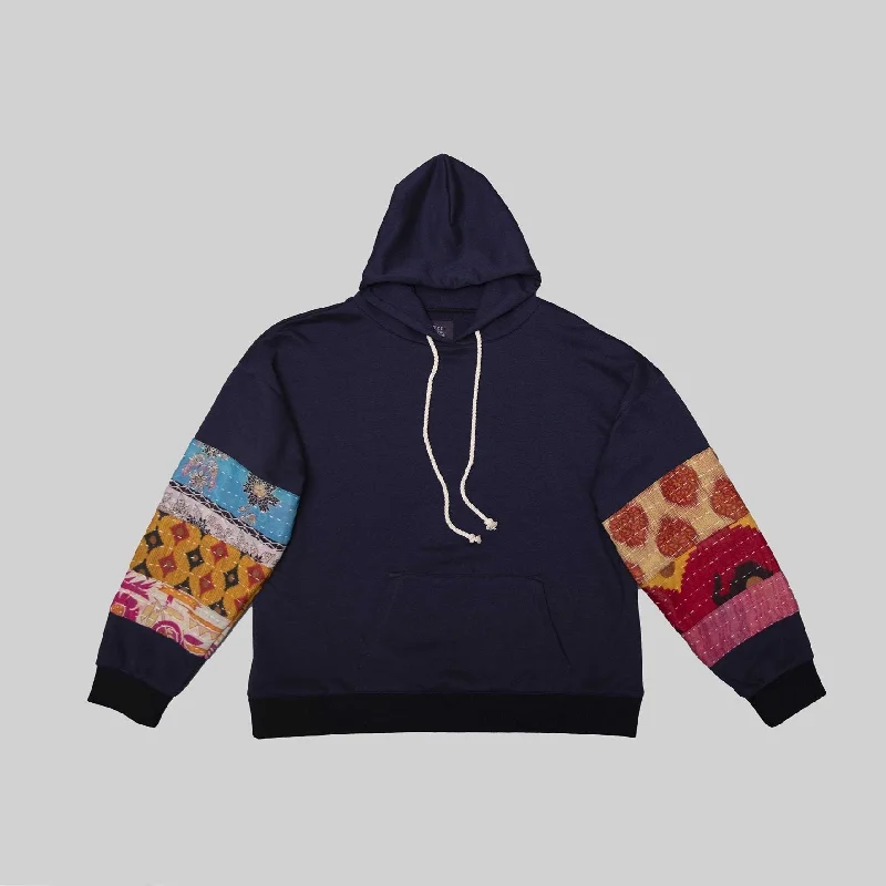 Navy Patchwork Hoodie