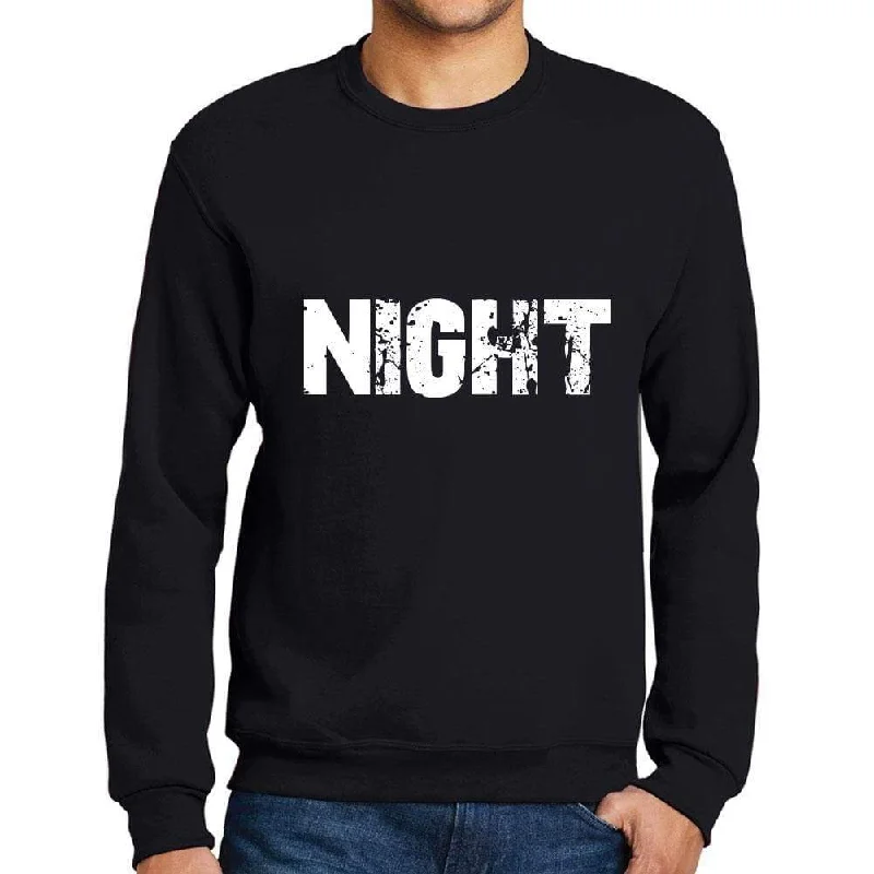 Men's Printed Graphic Sweatshirt Popular Words NIGHT Deep Black