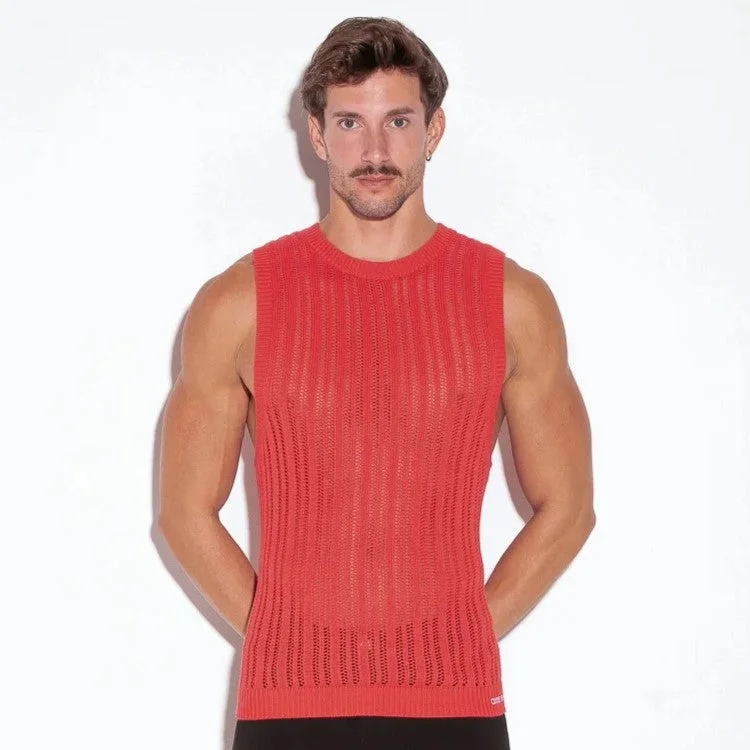 Code 22 knit muscle tank 7002 coral red